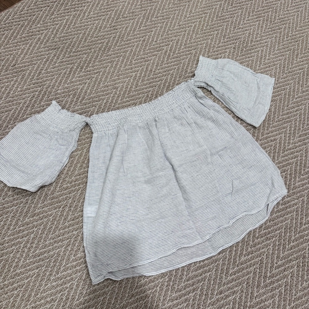 Rails Blue and White Textured Top